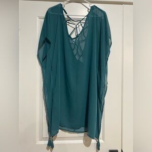 Kona Sol Teal Swim Coverup with Crisscross Back